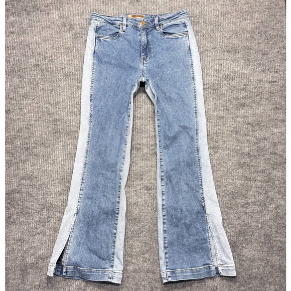 Kut From The Kloth Ana High-Rise Flare Womens 12 Blue Two Tone Denim Stretch - Picture 1 of 13